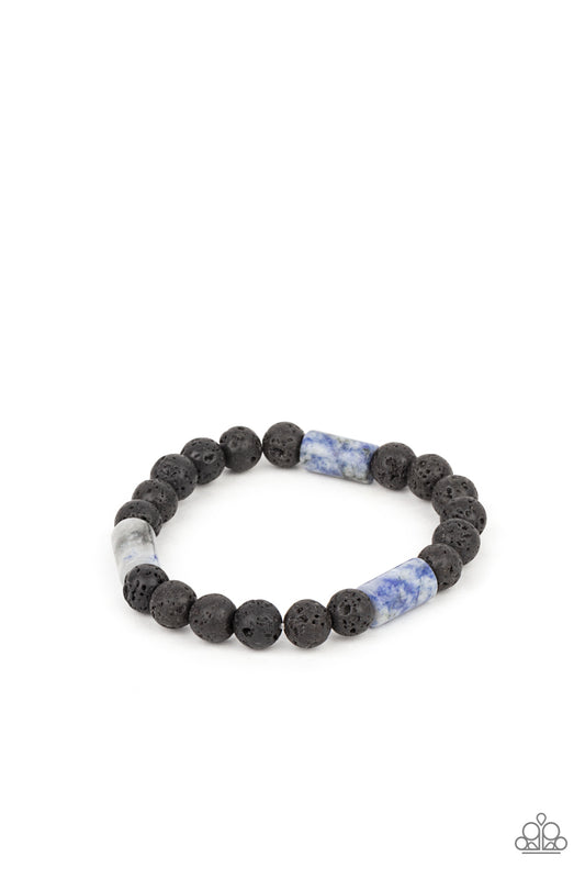 EARTHY ENERGY - BLUE SODALITE LAVA BEADS URBAN STRETCH BRACELET