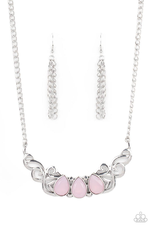 HEAVENLY HAPPENSTANCE - PINK CRESCENT FILIGREE NECKLACE