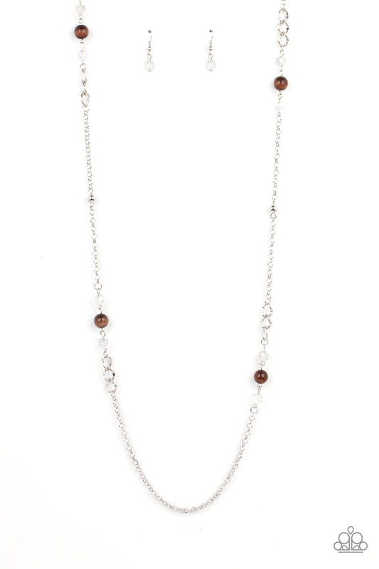 TEASINGLY TRENDY - BROWN MOONSTONE IRIDESCENT CRYSTALS NECKLACE