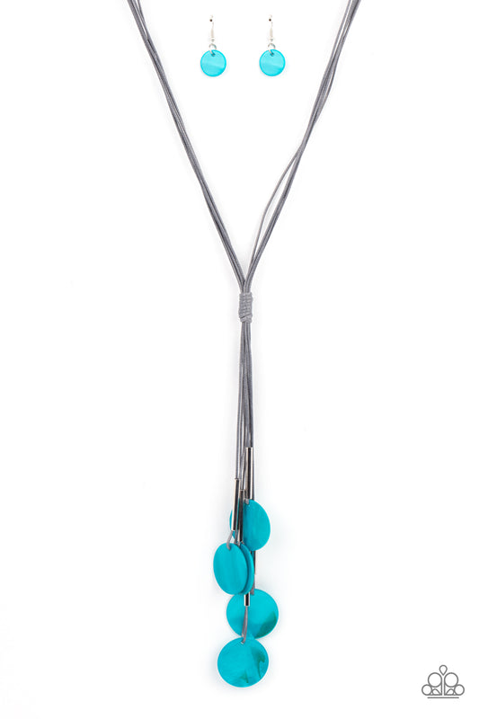 TIDAL TASSELS - BLUE AQUA SHELLS TASSEL NECKLACE