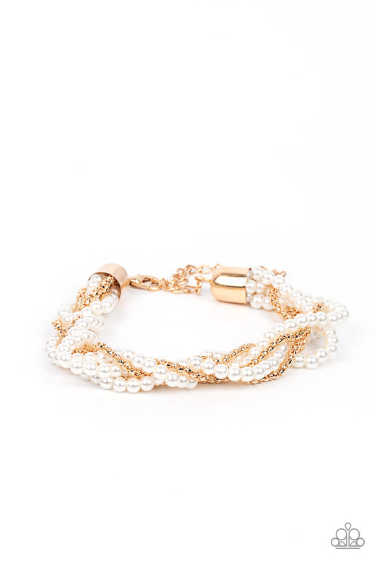 VINTAGE VARIATION - GOLD AND WHITE PEARL BRACELET