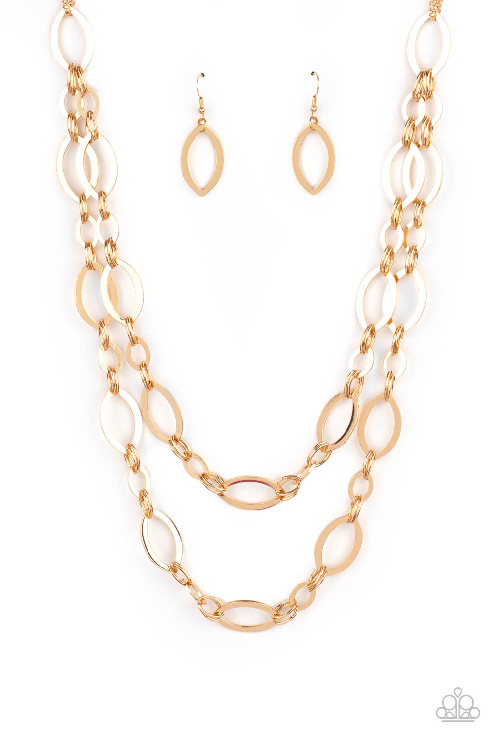 THE OVAL-ACHIEVER - GOLD DOUBLE LAYER MEDIUM LONG NECKLACE