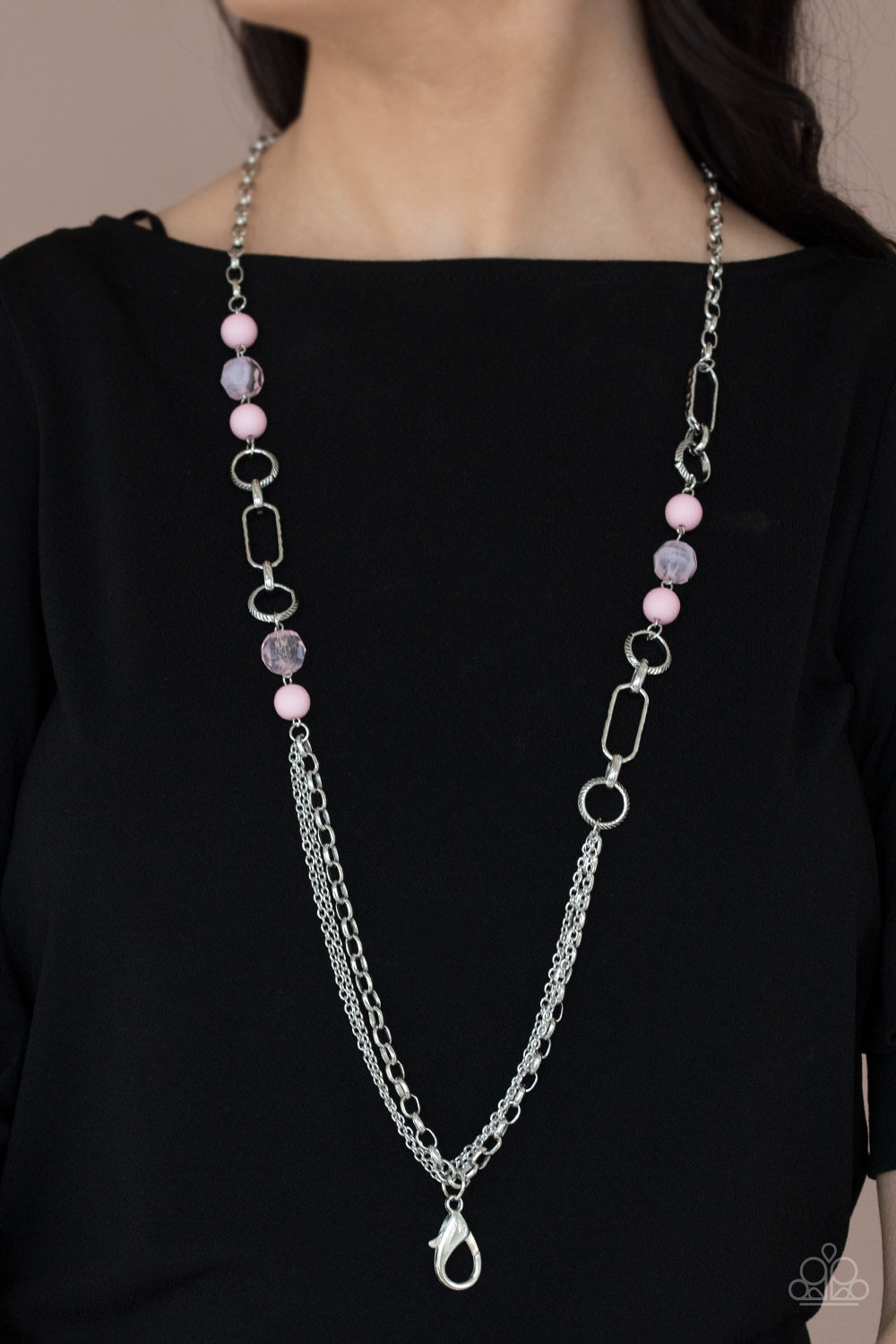 POP-ULAR OPINION - PINK BEADS LANYARD NECKLACE