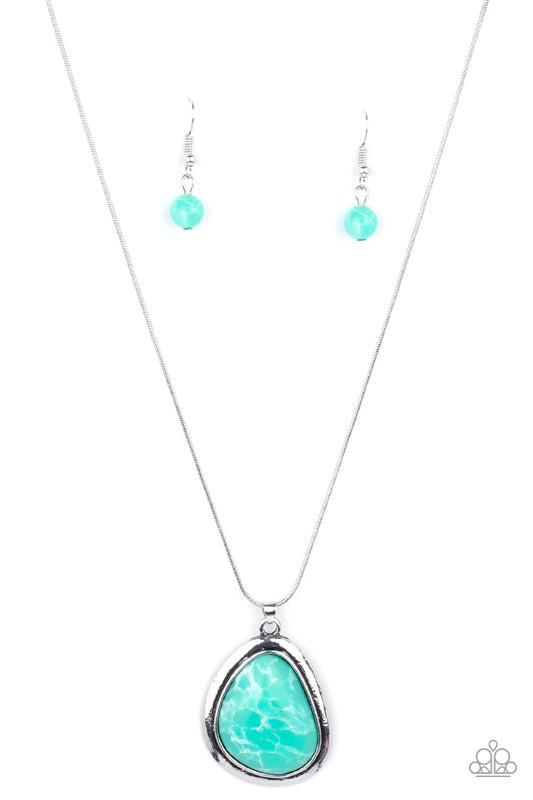 CANYON OASIS - GREEN TEARDROP MARBLED NECKLACE