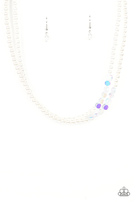 POSHLY PETITE - WHITE PEARL IRIDESCENT DOUBLE STRAND NECKLACE