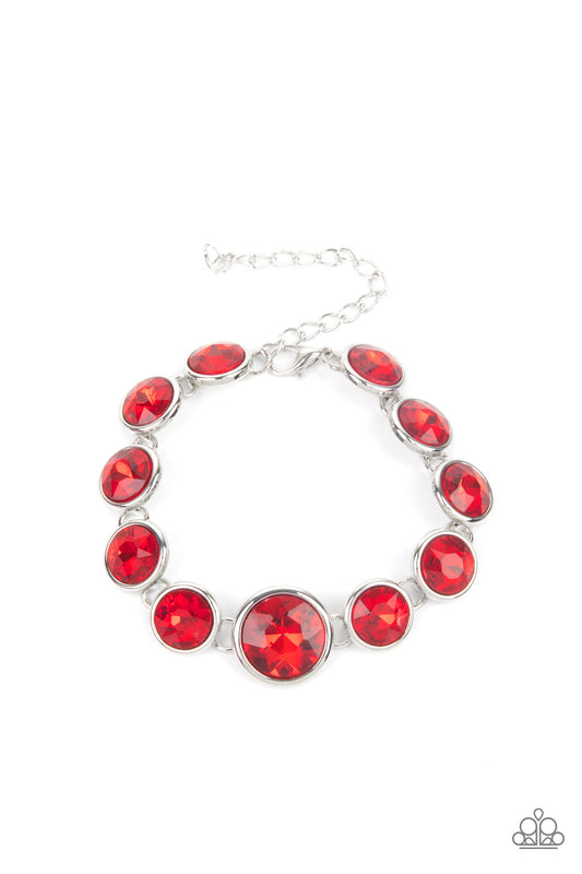 LUSTROUS LUMINOSITY - RED RUBY RHINESTONES BRACELET