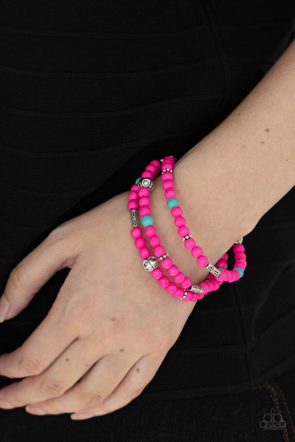 DESERT DECORUM - PINK AND BLUE TURQUOISE BRACELET