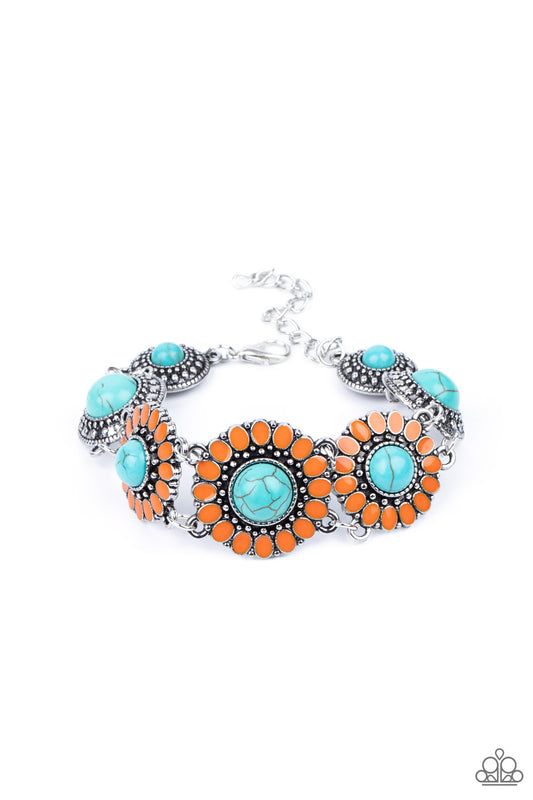 BODACIOUSLY BADLANDS - ORANGE AND TURQUOISE FLOWER BRACELET