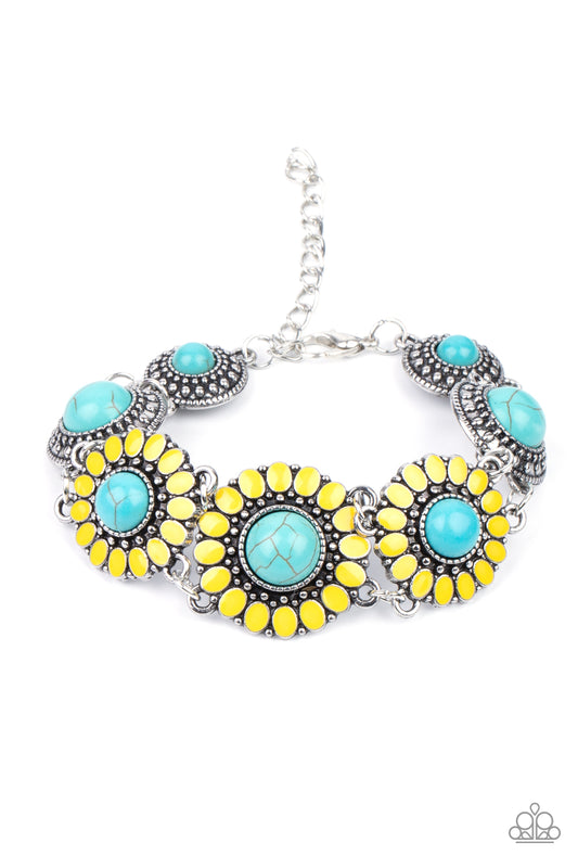 BODACIOUSLY BADLANDS - YELLOW AND TURQUOISE FLOWER BRACELET