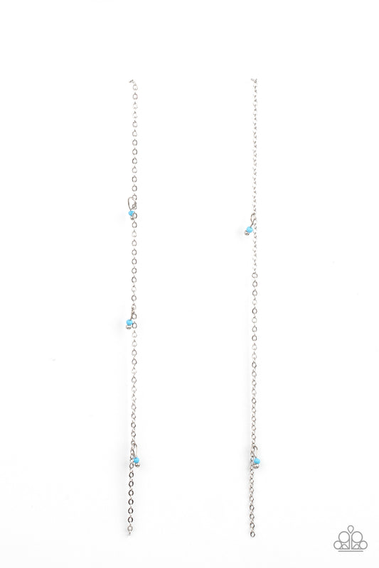 DAUNTLESSLY DAINTY - BLUE CRYSTALS LONG CHAIN DAINTY EARRINGS