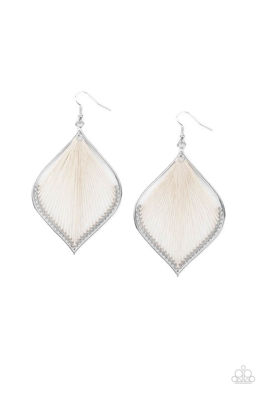 STRING THEORY - WHITE THREAD ALMOND SHAPE EARRINGS