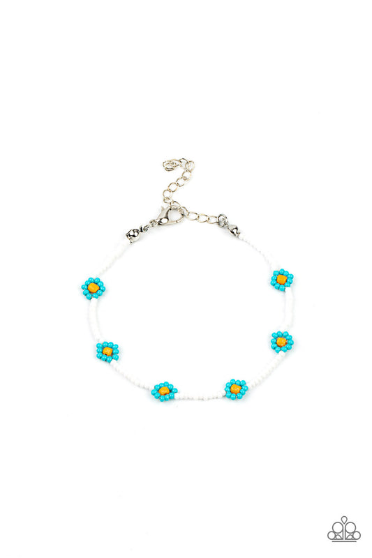 CAMP FLOWER POWER - BLUE FLOWER SEEDBEAD BRACELET