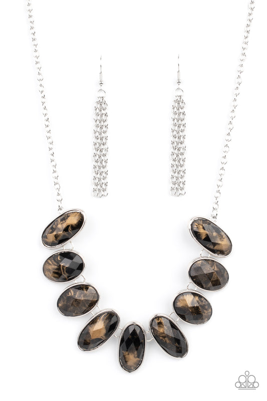 ELLIPTICAL EPISODE - BLACK AND GOLD OVALS NECKLACE