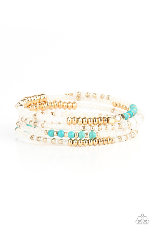INFINITELY DREAMY - GOLD AND TURQUOISE COIL BRACELET