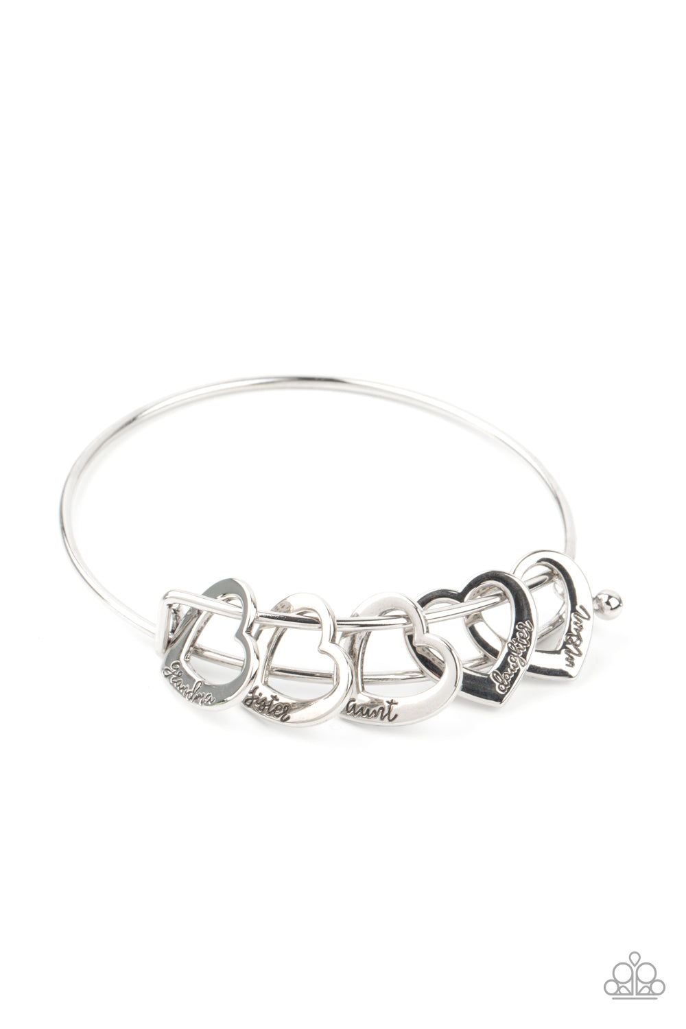 A CHARMED SOCIETY - SILVER MOM SISTER GRANDMA CUT OUT HEART CHARMS BRACELET