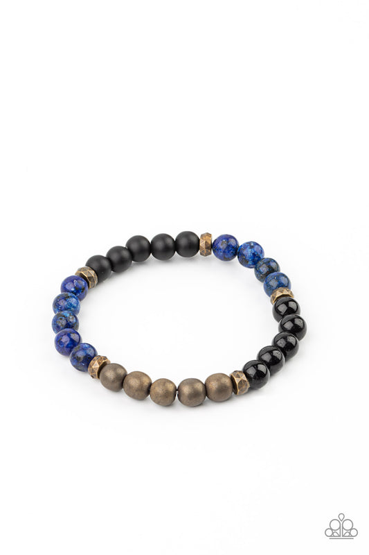 PETRIFIED POWERHOUSE - BLUE BLACK BRASS URBAN STRETCH BRACELET