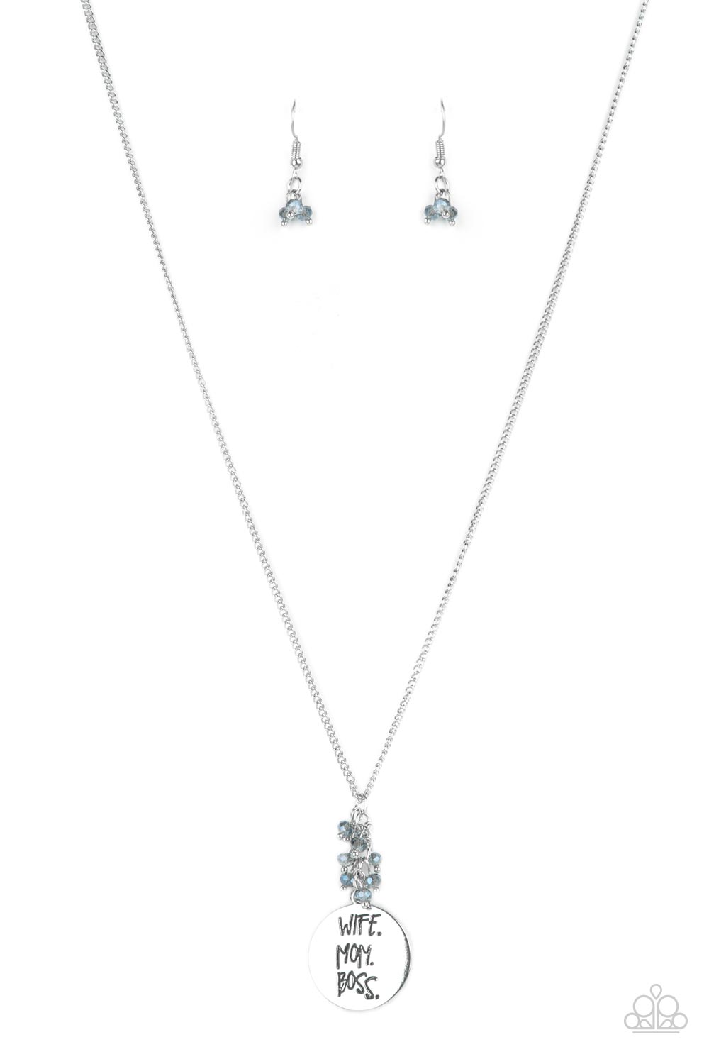 WORDS TO LIVE BY - BLUE MOM WIFE BOSS LADY MOTHER IRIDESCENT OIL SPILL NECKLACE