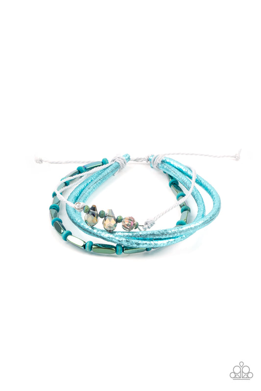 HOLOGRAPHIC HIKE - BLUE OIL SPILL DRAW STRING BRACELET