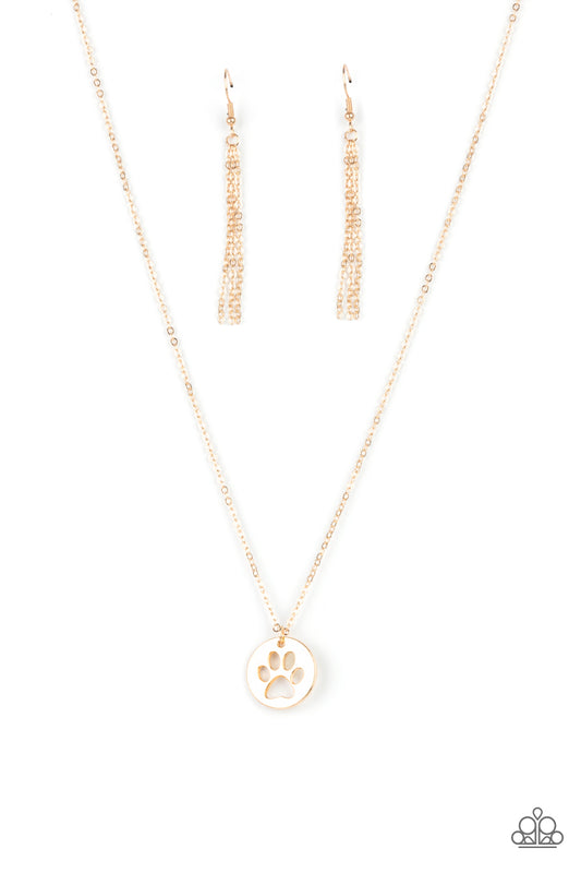 THINK PAW-SITIVE - GOLD PAW PRINT NECKLACE