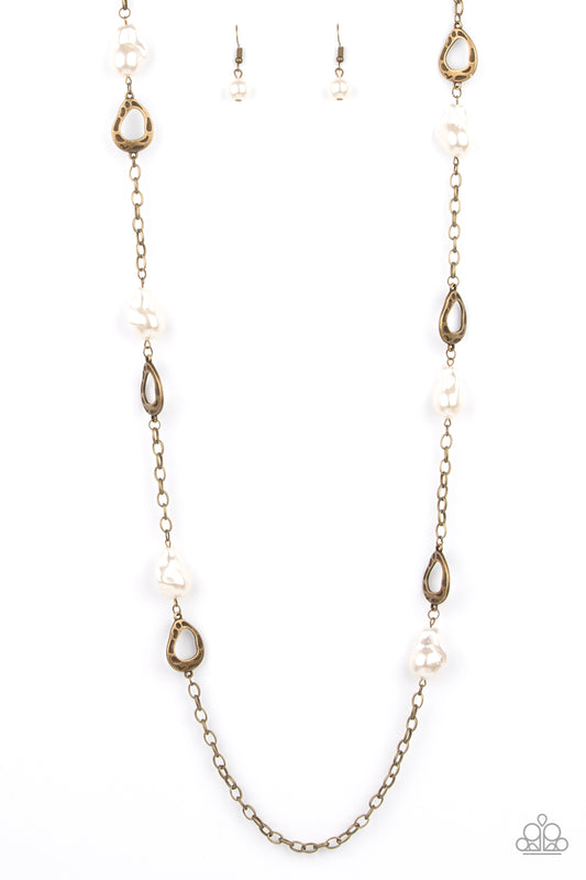RUSTIC REFINERY - BRASS AND RIVER PEARL NECKLACE