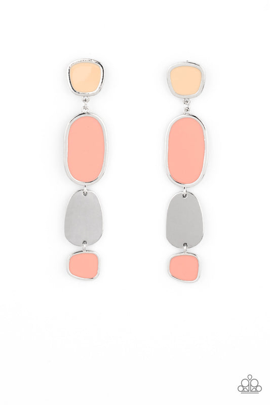 ALL OUT ALLURE - ORANGE CORALGRAY PEACH YELLOW DANGLE EARRINGS