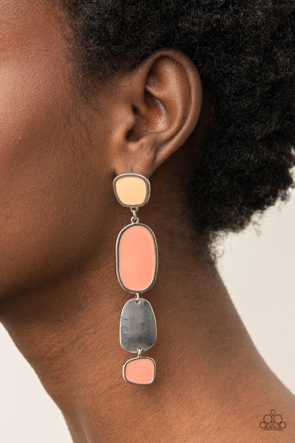 ALL OUT ALLURE - ORANGE CORALGRAY PEACH YELLOW DANGLE EARRINGS