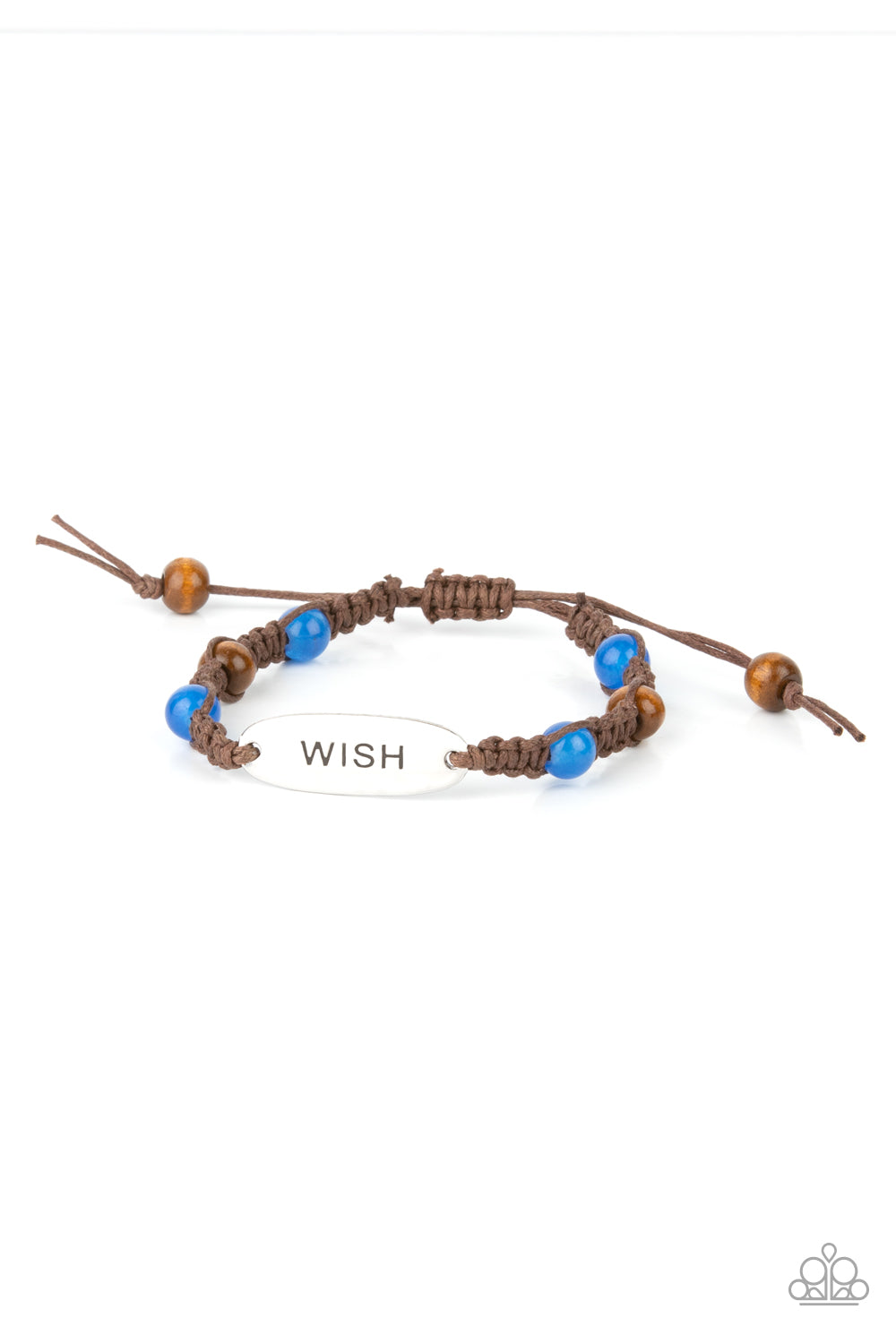 WISH THIS WAY - BLUE AND BROWN INSPIRATIONAL URBAN DRAW STRING BRACELET