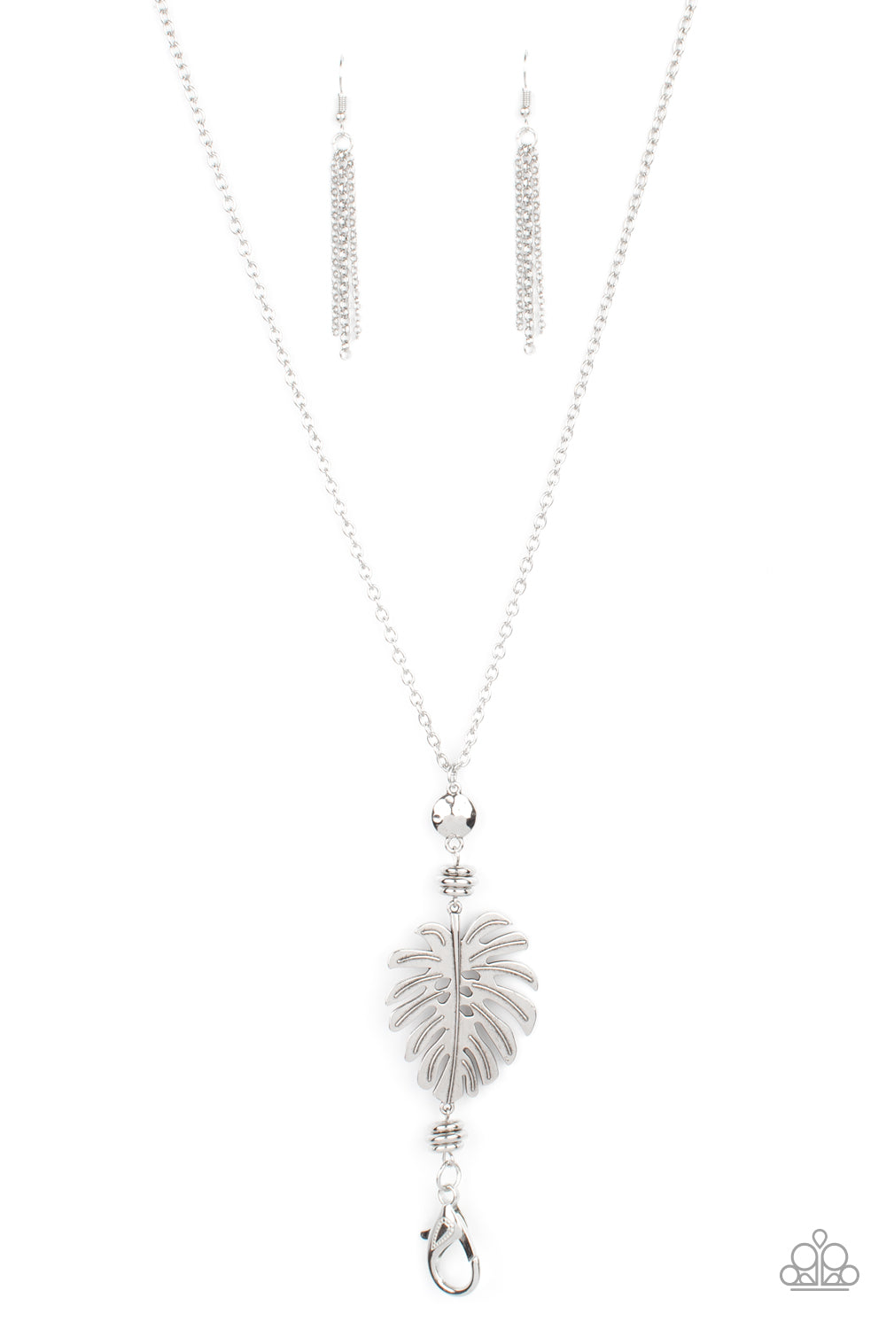 PALM PROMENADE - SILVER LEAF LANYARD NECKLACE