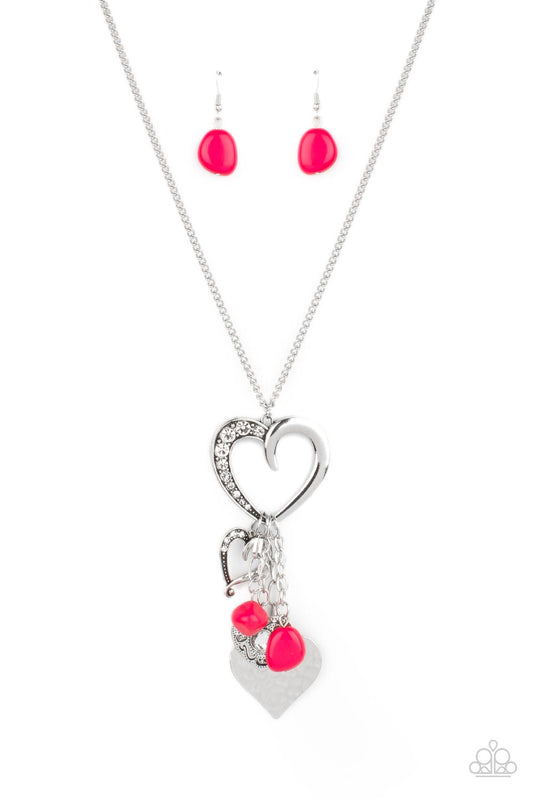 FLIRTY FASHIONISTA - PINK HEART CHARM NECKLACE