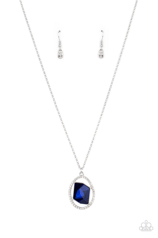 UNDILUTED DAZZLE - BLUE SAPPHIRE RHINESTONE GEOMETRIC NECKLACE