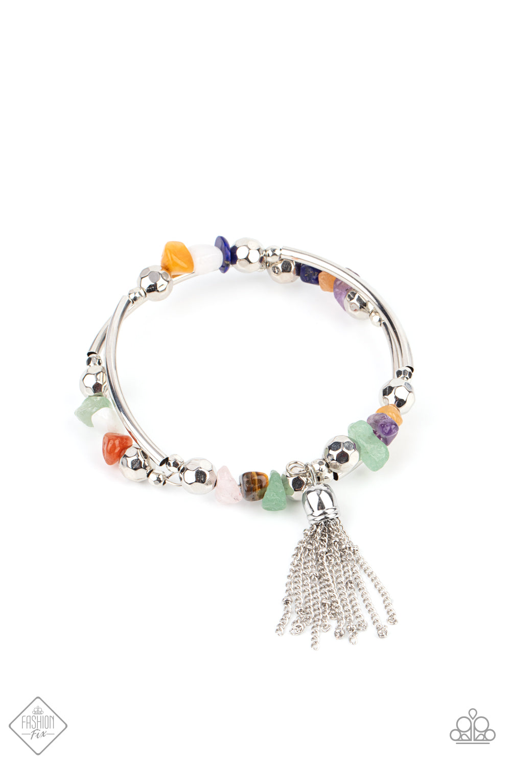 MINERAL MOSAIC - MULTI NATURAL STONE COIL FASHION FIX BRACELET