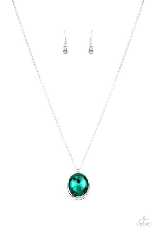 FASHION FINALE - GREEN EMERALD RHINESTONE SOLITAIRE NECKLACE