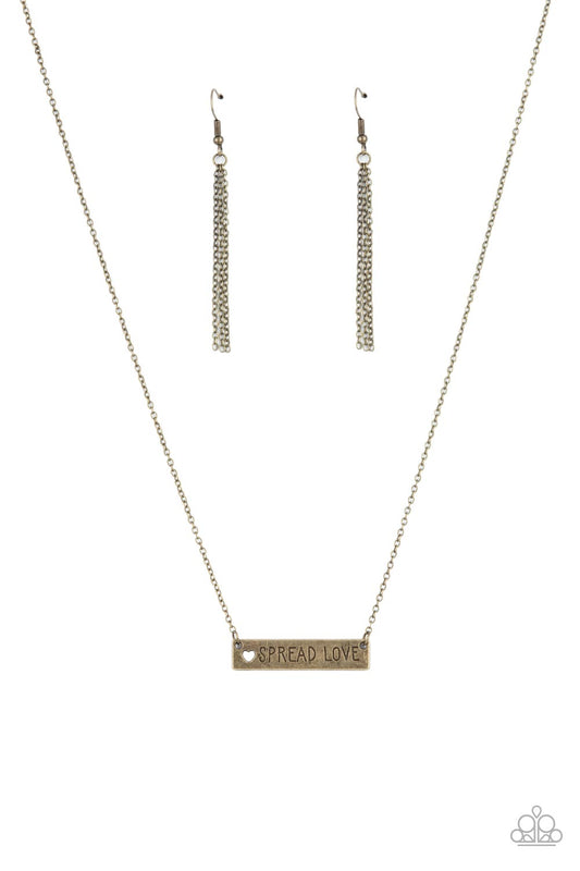 SPREAD LOVE - BRASS INSPIRATIONAL TAB NECKLACE