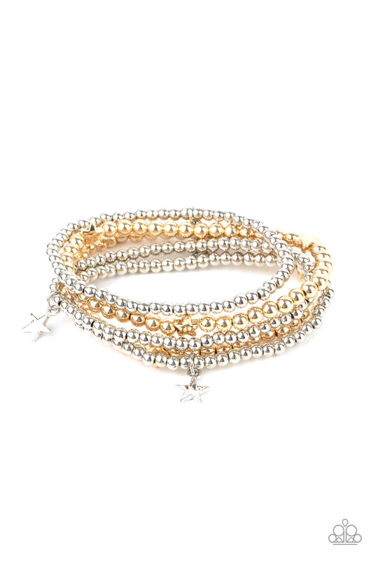 AMERICAN ALL-STAR - MULTI SILVER AND GOLD STARS BRACELETS SET