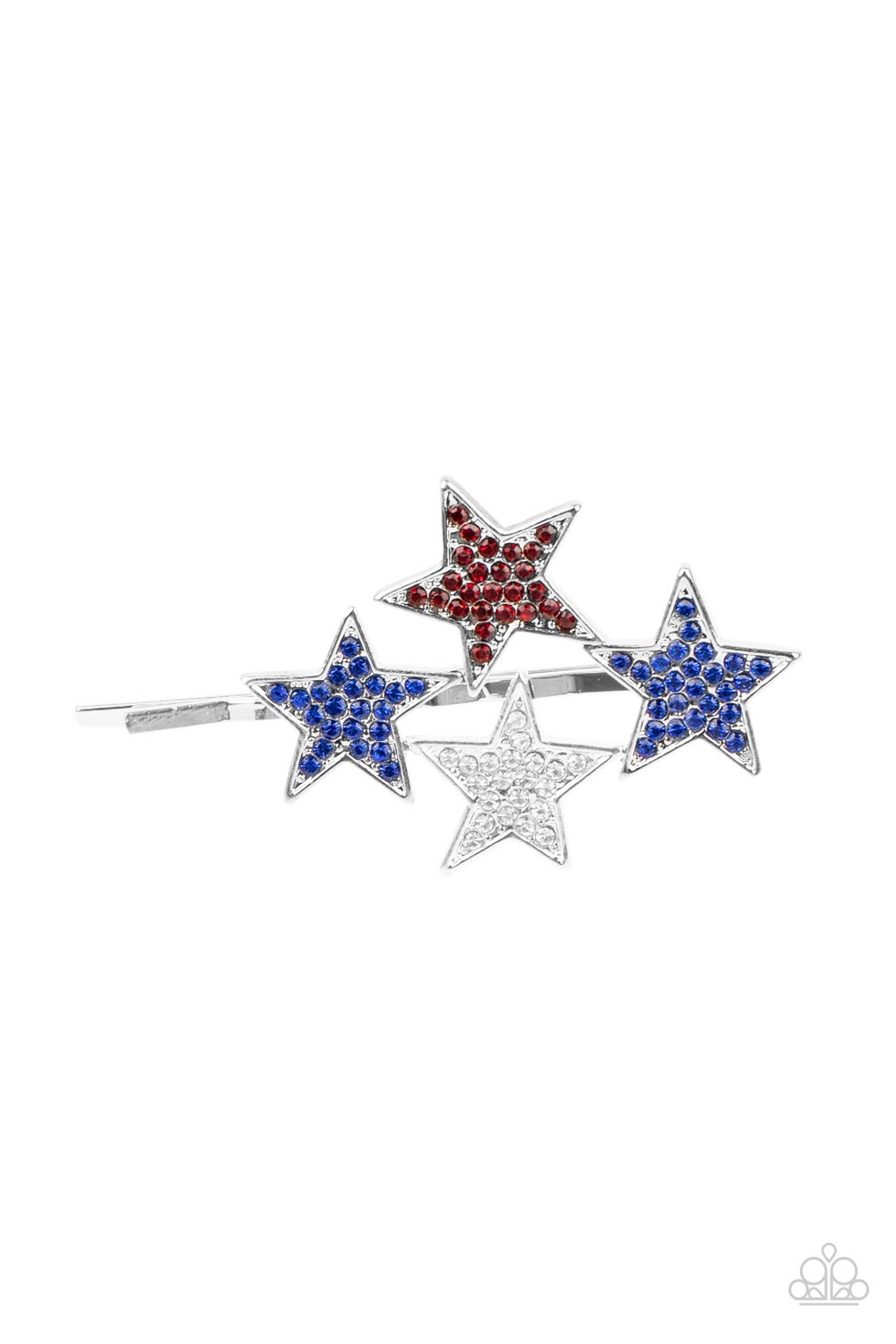 STELLAR CELEBRATION - BLUE RED WHITE STARS HAIR PIN CLIP