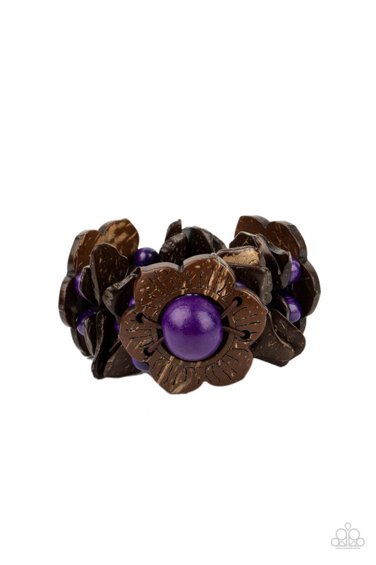 MEDITERRANEAN MANGROVE - PURPLE WOODEN FLORAL BRACELET