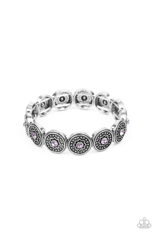 COLORFULLY CELESTIAL - PURPLE RHINESTONE STRETCH BRACELET