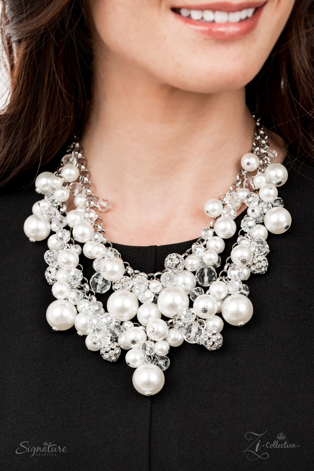 THE JANIE - WHITE PEARLS RHINESTONES 2021 ZI NECKLACE