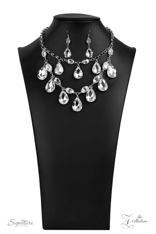 THE SARAH - 2020 ZI NECKLACE WHITE RHINESTONES
