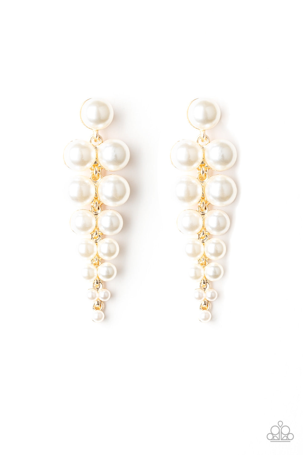 TOTALLY TRIBECA - GOLD PEARLS GRADUATED POST EARRINGS