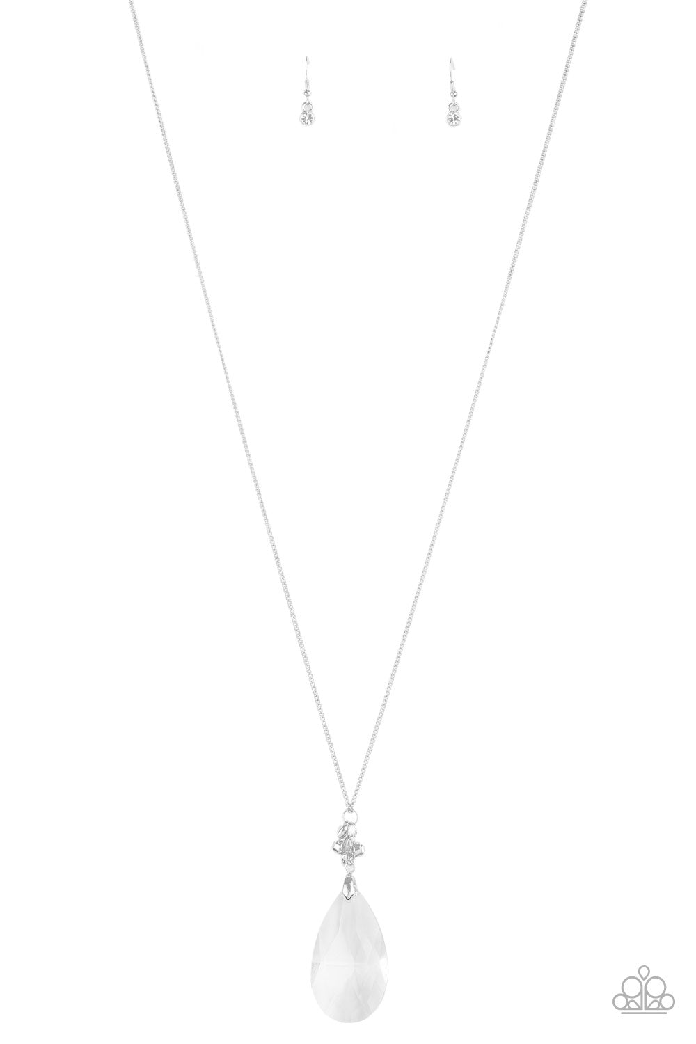 UP IN THE HEIR - WHITE TEARDROP CRYSTAL LIFE OF THE PARTY NECKLACE