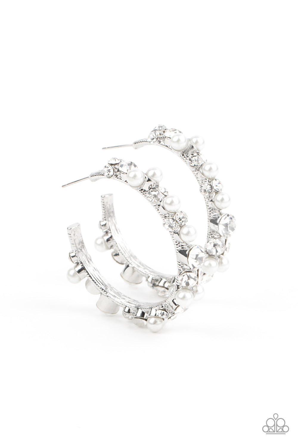 LET THERE BE SOCIALITE - WHITE LIFE OF THE PARTY PEARL HOOP EARRINGS