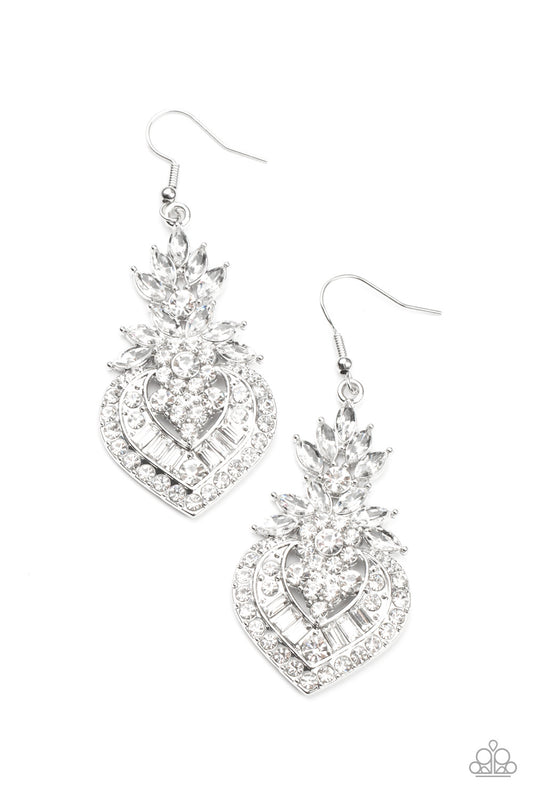 ROYAL HUSTLE - WHITE RHINESTONES LIFE OF THE PARTY AUGUST 2021 EARRINGS