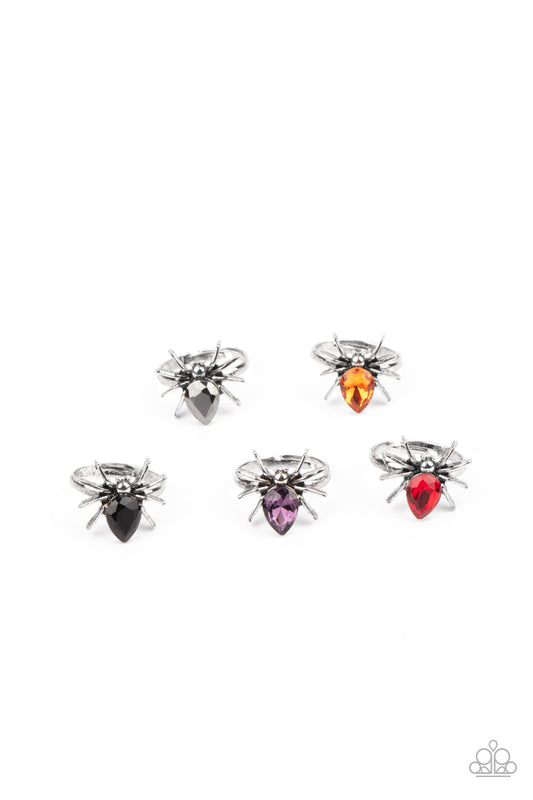 SPARKLY SPIDERS - MULTI RHINESTONE SPIDERS HALLOWEEN RINGS FOR KIDS