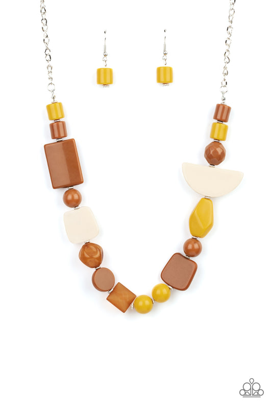 TRANQUIL TRENDSETTER - YELLOW ACRILIC RETRO NECKLACE