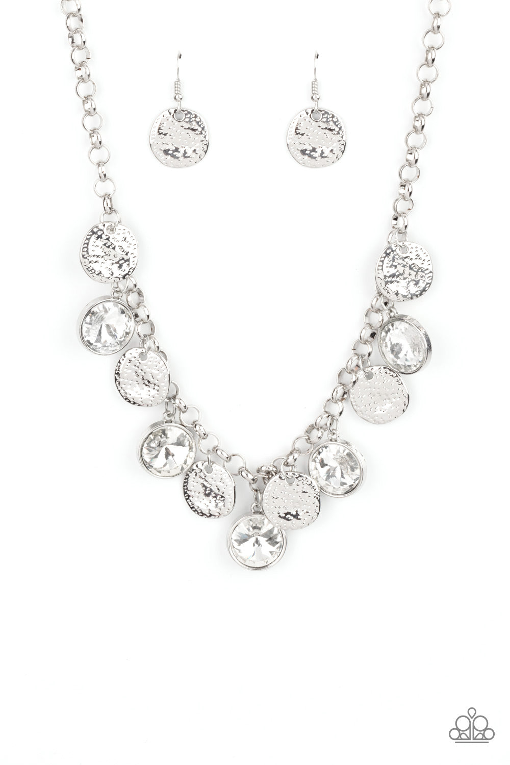 SPOT ON SPARKLE - WHITE SILVER COIN NECKLACE