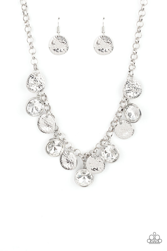 SPOT ON SPARKLE - WHITE SILVER COIN NECKLACE