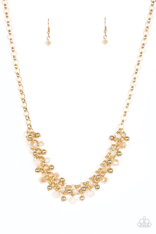 TRUST FUND BABY - GOLD IRIDESCENT BEADS CHARM CLUSTER NECKLACE