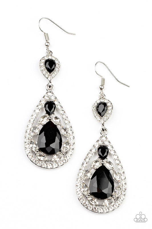 POSH PAGEANTRY - BLACK RHINESTONE LIFE OF THE PARTY JANUARY 2022 EARRINGS