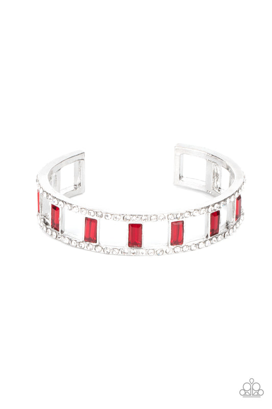 INDUSTRIAL ICING - RED RUBY RHINESTONES CUFF BRACELET